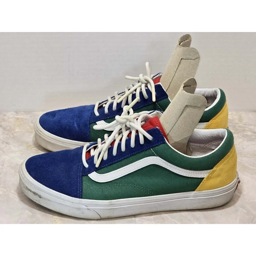 Vans Multicolor Suede & Canvas Low Top Boat Shoes - Blue Green Yellow Red